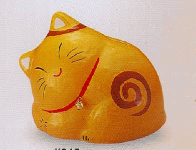 金運眠り猫　貯金箱　K245