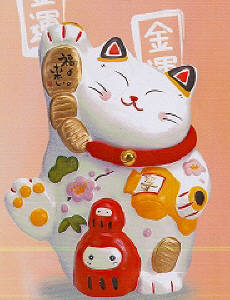 有限会社 紙ふうせん 超特大開運満開猫 白 K655